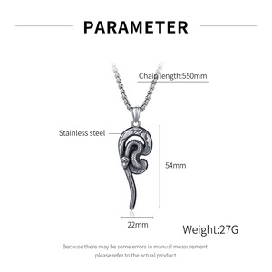 قلادة مجوهرات عتيقة من الفولاذ المقاوم للصدأ ، قلادة شخصية هيب هوب للرجال من التيتانيوم الصلب ملفوفة ، قلادة ثعبان ، قلادة رجالي - Product Image 6