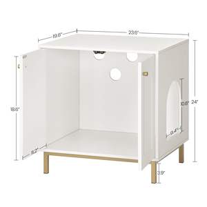 ארון אחסון מעץ ספסל מתאים לרוב ארגז חול לחתולים בית חיות מחמד קן חתולים - Product Image 4