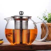 Bouilloire à thé en verre borosilicate de luxe, grande capacité 1,2 L, résistante à la chaleur, personnalisable OEM/ODM