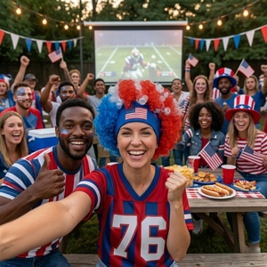 Perruque bouclée patriotique rouge, blanc et bleu, style afro, pour fête, fête de l'indépendance, costume de festival, pour adultes - Product Image 3