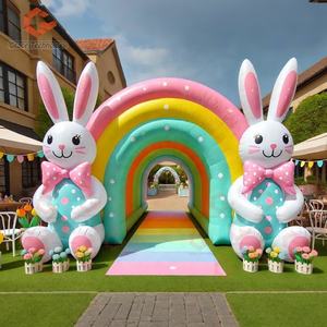 Arche gonflable colorée de lapin de Pâques arc gonflable d'oeuf de lapin pour la décoration de fête de pelouse de jardin de printemps - Product Image 1