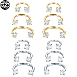 Lingchee G23 titane Zircon fer à cheval nez Piercings cerceau 16G oreille Septum hélice sourcil lèvre tour boucle d'oreille Cartilage Piercings - Product Image 1