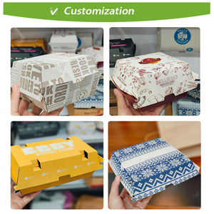 Hộp bánh Burger sóng gease bằng chứng hộp Snack khay thức ăn thường xuyên Kraft mạnh mẽ sóng gia đình hộp ăn tối - Product Image 3