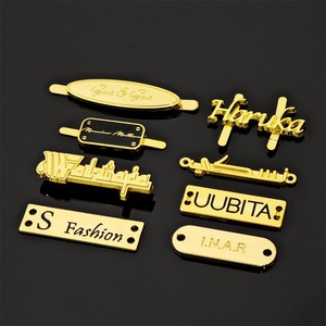 Gold Metal Embossed Garment <b>Labels</b> 3D Logo Tags For Clothing Accessories Custom Brand Name Plating - Product Image 3