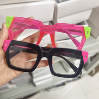 Montures de lunettes classiques de luxe en acétate, décoratives, pour hommes et femmes, avec monture épaisse pour visages en forme de losange