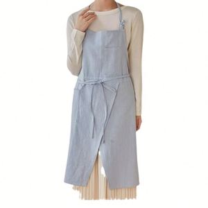 Delantal de Lino sin Mangas Antimanchas Estilo Japonés y Coreano con Cuello Ajustable para Hombre y Mujer, Ideal para Cafetería, Tetería, Trabajo Floral - Product Image 1