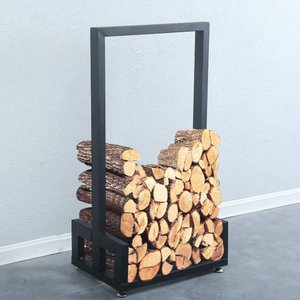 Heavy-Duty <b>Indoor</b>/Outdoor Modern <b>Firewood</b> Holder Rack Metal Lumber <b>Storage</b> Stacking for Home Fireplace Fireplace Accessories - Product Image 1
