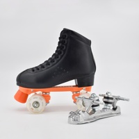 Patins à roulettes professionnels réglables à 4 roues, roues en PU, roulements en acier chromé, doublure en microfibre, extérieur, blanc et orange