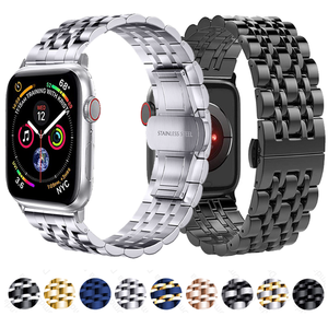 Cinturino per bracciale a sette maglie in acciaio inossidabile per <span class=keywords><strong>Apple</strong></span> <span class=keywords><strong>Watch</strong></span> cinturino di lusso in metallo ultra 49mm per iWatch Series 8 7 <span class=keywords><strong>SE</strong></span> 41/45mm 40/44mm - Product Image 2
