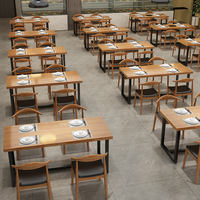 Juego de Mesa de Restaurante de Madera Maciza Estilo Industrial, Mesa de Comedor Rectangular con Sillas de Metal para Cantina o Cafetería