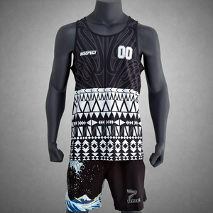 Camiseta Deportiva de Rugby Sublimada en Blanco y Negro, Talla Grande, Camiseta sin Mangas para Hombre - Product Image 1