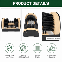 Brosse gratte-chaussures robuste avec cadre en fer et bloc en bois, poils rigides en PP, pour éliminer la boue des bottes de travail et le nettoyage extérieur