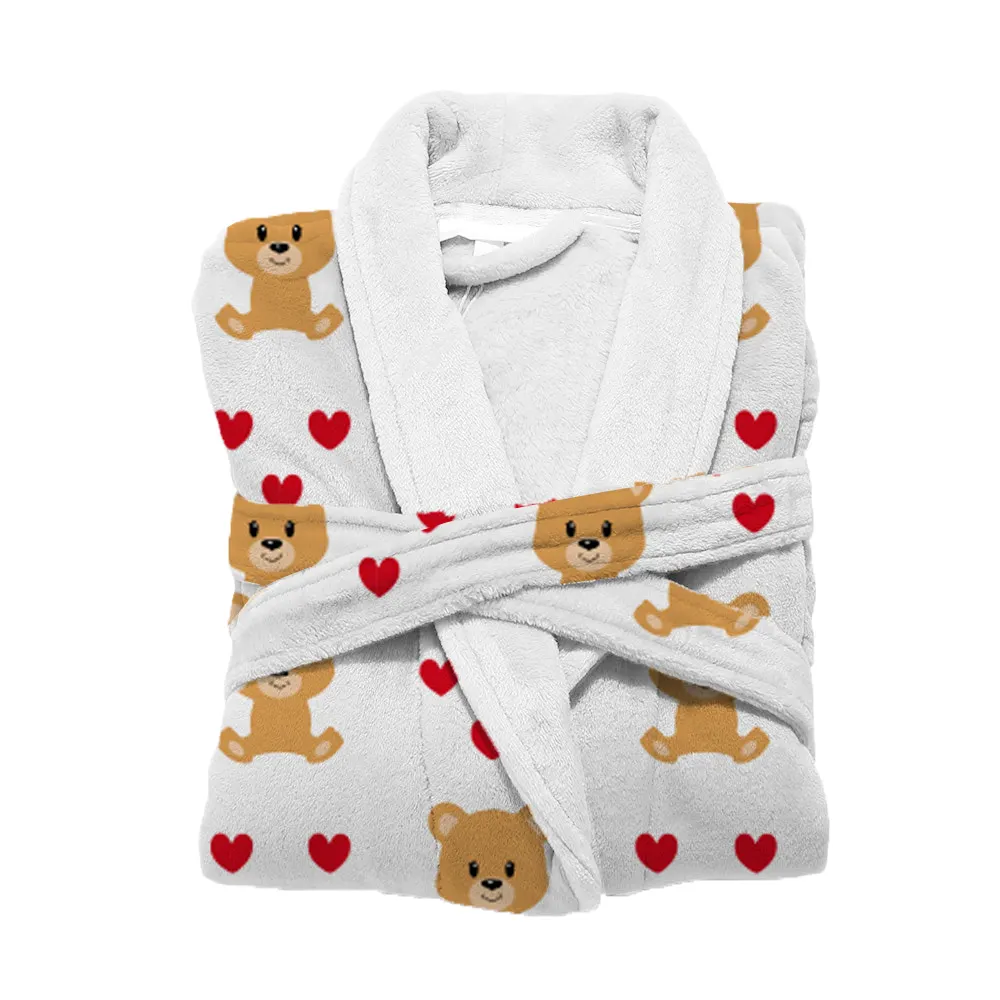Wholesale Sleepwear Customized Design Flannel Carton Printing Bathrobes For Winter