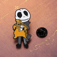 Halloween Broche Cauchemar Noël Sorcière Grotte Tête de Citrouille Jack Personnalisé Noir Nickel Métal Émail Pin Badge