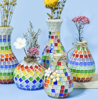 Kit de sous-verres en bois poli et écologique avec carreaux de mosaïque pour la décoration intérieure des enfants Design rond
