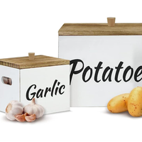 Ensemble de récipients de stockage de cuisine blancs de ferme bac de stockage de pommes de terre en bois oignon ail avec couvercle