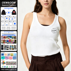 เสื้อกล้ามคอตตอนริบแบบเรียบง่ายขายส่งสำหรับผู้หญิง ปักลายปักโลโก้ตามสั่ง พิมพ์ลายสกรีน สีพื้นลำลอง เสื้อกล้ามครอปสำหรับสาวๆ ออกกำลังกาย - Product Image 1