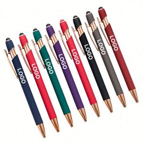 ปากกาลูกลื่นโลหะเคลือบยางนุ่มพร้อมคลิปสีทอง สั่งทำโลโก้ได้ ขายส่งจำนวนมาก เหมาะสำหรับของขวัญส่งเสริมการขาย - Product Image 1