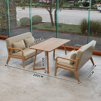 Ensemble table et chaises de café en bois massif nordique, mobilier de salon commercial pour café, restaurant, avec coussin, style moderne