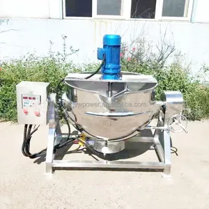 Endüstriyel otomatik devirme planet gaz elektrikli gıda pişirme mikser makinesi sos ceketli su ısıtıcısı tencere mikser ile