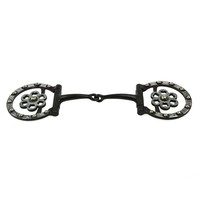 Plaque décorative en fer et bronze antique, couleur argent, pour mors de cheval occidental, sculptée, motif floral, 5 pouces de long