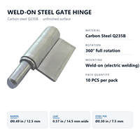 Charnière de portail en acier au carbone Q235B à souder, rotation à 360 degrés, charnière à barillet pour portail métallique, clôture en acier, porte, non finie, soudable