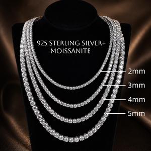 Collier Hip Hop Moissanite en Argent Sterling 925, Chaîne Tennis Moissanite Iced Out 2mm 3mm 4mm - Product Image 1