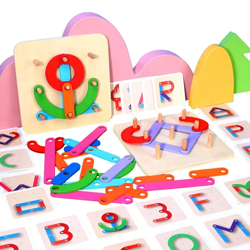 教育的な木製の文字番号パズルソーターペグボードの形と色の認知活動ボードソートゲームブロック子供のためのおもちゃ