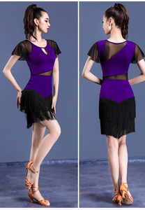 Vestido de Práctica de Baile Latino para Mujer Adulta, Nuevo, Sexy, para Club, Cha Cha <span class=keywords><strong>Rumba</strong></span>, por Encima de la Rodilla, con Borlas, Profesional, Ajuste Regular - Product Image 6