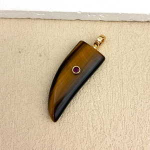Pendentif en or plaqué or en forme de <span class=keywords><strong>dent</strong></span> de <span class=keywords><strong>tigre</strong></span> avec améthyste et zircon, et pendentif en corne avec pierre précieuse naturelle de quartz rose, pour cadeau, vente en gros - Product Image 5