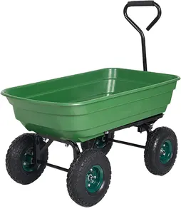 Four-Wheeler Color Tray Garden Wheelbarrow Tipper Cart heavy duty tool cart TC2145