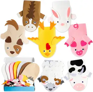 7 Stuks Boerderij Dier Handpop Maken Ambachtelijke Kit Diy Naaisit Kindervilten Speelgoed Voor Cosplay Poppen