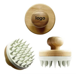Cepillo de Silicona y Bambú para Masaje del Cuero Cabelludo, Elimina la Caspa y Estimula el Crecimiento del Cabello - Product Image 1