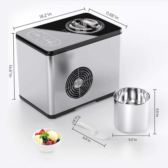 1.5L Soft & Hard Home Ice Cream Maker Compressor Chilling Touch Panel Ice-cream Machine Portable Ice Cream Maker Machine