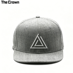 Custom Geometric <b>Abstract</b> Embroidery 6 Panel Flat Brim Cap Wholesale Bulk Heathered Fabric Hat Single Row Snapback Manufacturer - Product Image 2