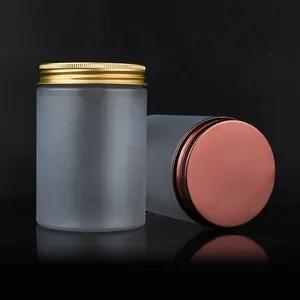 化粧品ボディバタースクラブ化粧品容器250ml300ml8ozボディスクラブフロストクリアPETプラスチックジャー、ローズゴールドの蓋付き