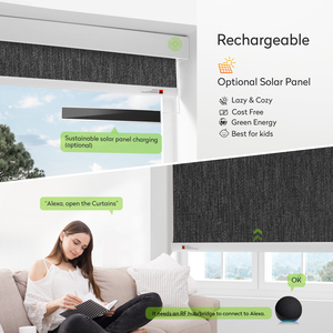 ม่านม้วนไฟฟ้าแบบชาร์จไฟได้ ZSTARR พร้อมรีโมทคอนโทรล ผ้ากันแสงสำหรับห้องนอน อพาร์ทเมนท์ โรงแรม และโครงการต่างๆ - Product Image 2