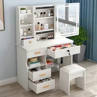 Coiffeuse moderne compacte pour la maison, meuble de rangement simple pour maquillage, miroir intégré pour chambre à coucher