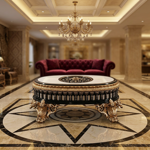 Luxurious Handcrafted Antique Round Stool <b>Gold</b> Solid Wood Decorative Living Room Accent OEM Wholesale Manufacturer - Product Image 1