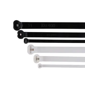 3*100 Flexible Releasable Black White Blue Plastic Beaded Cable Ties