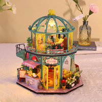Kit de Casa de Muñecas en Miniatura DIY, Modelo de Escena de Villa Vintage con Cúpula de Cristal, Ensamblado a Mano, Venta al por Mayor