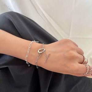 Dylam Silver Bracelet Silver Rhodium Plated Dainty Paperclip <b>Chain</b> Cubic Zirconia Tennis Bracelets <b>Rope</b> Beaded <b>Chain</b> Bracelets - Product Image 3