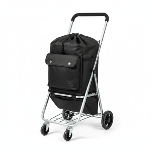 Carrito de Compras de Aluminio de 39 Pulgadas para Supermercado, con Asiento, Bolsillo, Plegable, Superficie de PU, Modelo 75281A, 4 Piezas/Caja - Product Image 4