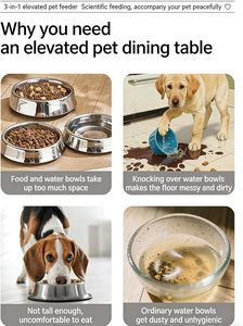 Nouveau bol pour chien 2-en-1 surélevé à alimentation lente, hauteur réglable, pliable - Product Image 4