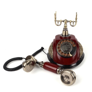 Dark Red Nhựa Cổ Điển Điện Thoại Quay Số Quay Điện Thoại Có Dây Cổ Điện Thoại cố định 1 Năm Bảo Hành Quay Số Loa Cho Nhà Văn Phòng - Product Image 5