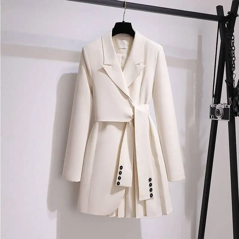 Plus Size Women Dress Spring 2022 New Slimming Waist Trimming Fashion Lady Suit Blazer Dress Slim A-line Midi Dress