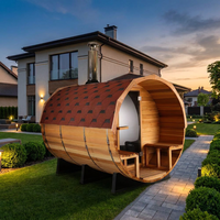 Harga Pabrik Sauna Modern dengan Tungku Kayu Bakar, Sauna Barrel Terbuat dari Kayu Cedar Merah Kanada untuk Hotel, Resort, dan Spa Rumah