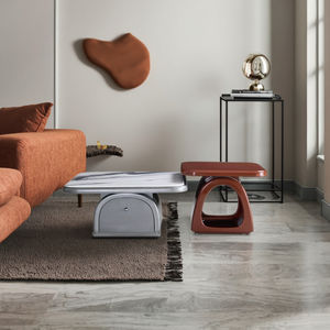 현대적인 매끄러운 계란 모양의 사이드 테이블 세트 내구성 안정성 나무 가구 대리석 마감 거실 컨버터블 티 테이블 - Product Image 4