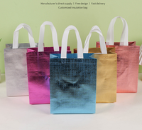 Sac de shopping réutilisable en non-tissé de haute qualité, brillant métallisé, avec poignée, motif uni, tendance