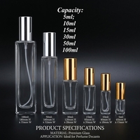 Bouteille à bille carrée en verre transparent de 10 ml personnalisée OEM & ODM pour l'emballage d'échantillons de parfum et d'huiles essentielles